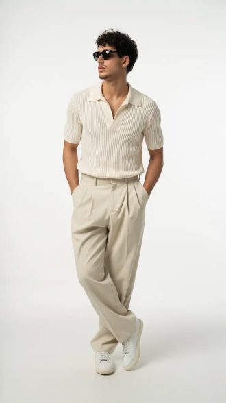 Casual Men’s Short Sleeve Knit Polo Shirt
